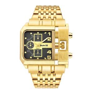 Oulm Men's Gold Tone Quartz Watch with Black Dial